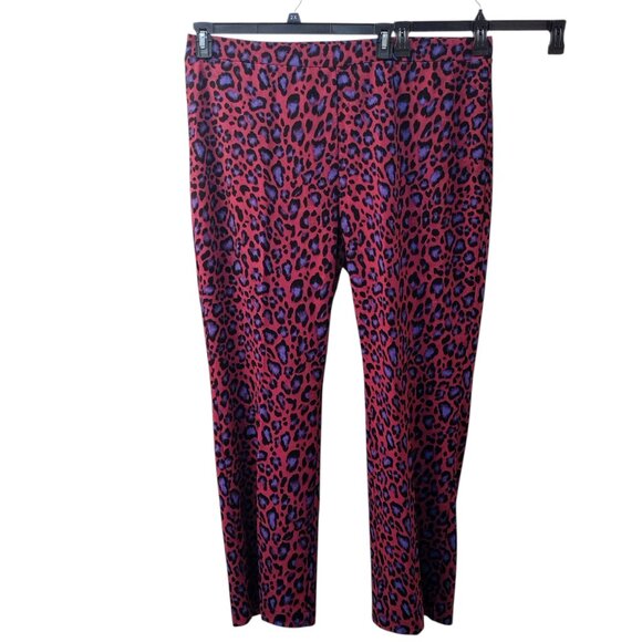 Iman: 2 pc Leopard Print Straight Leg Pantsuit, Size 2X, Pink, Purple, Black - Picture 8 of 11